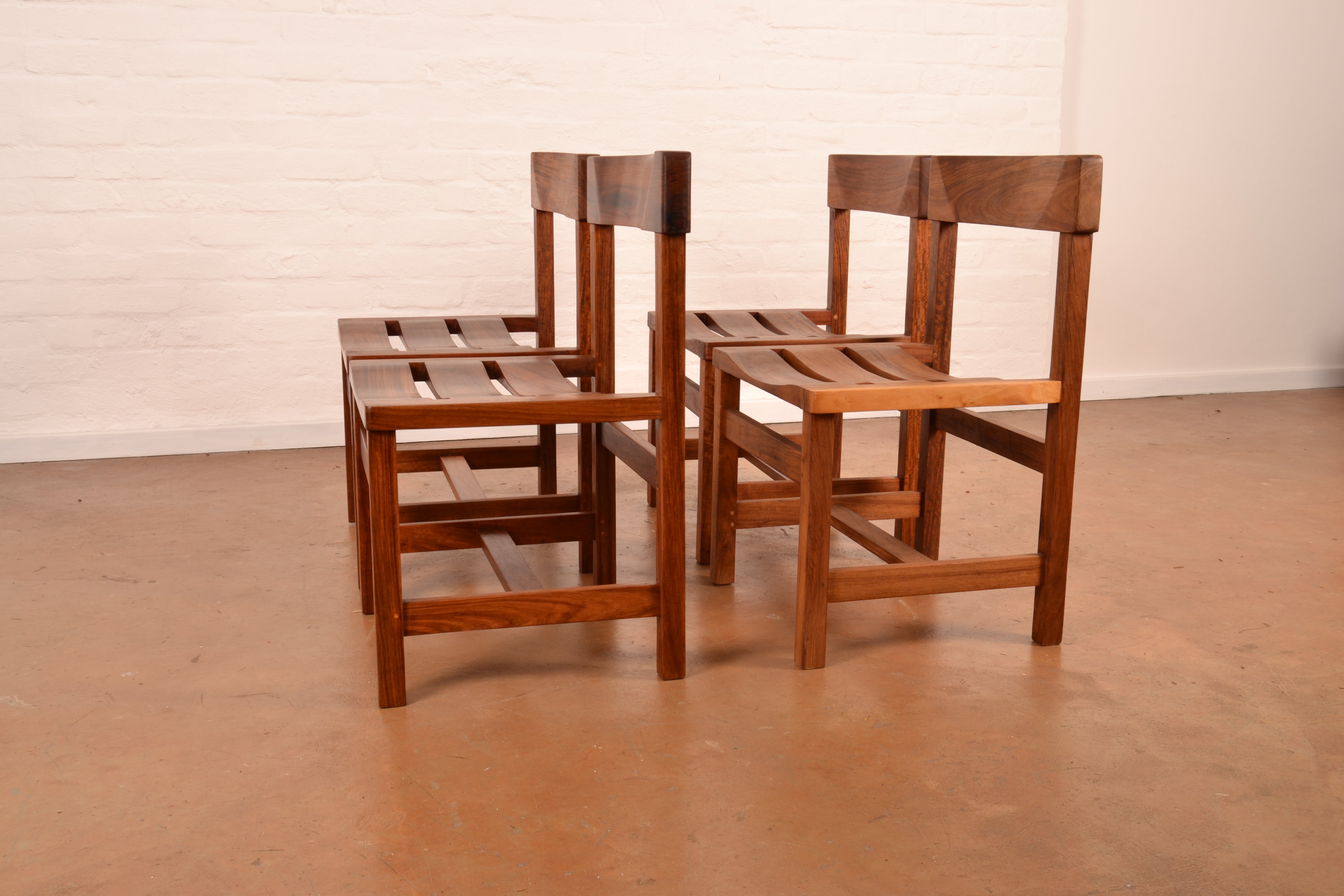 Set of 4 x Mid Century Modern Dining Chairs in Solid Kiaat