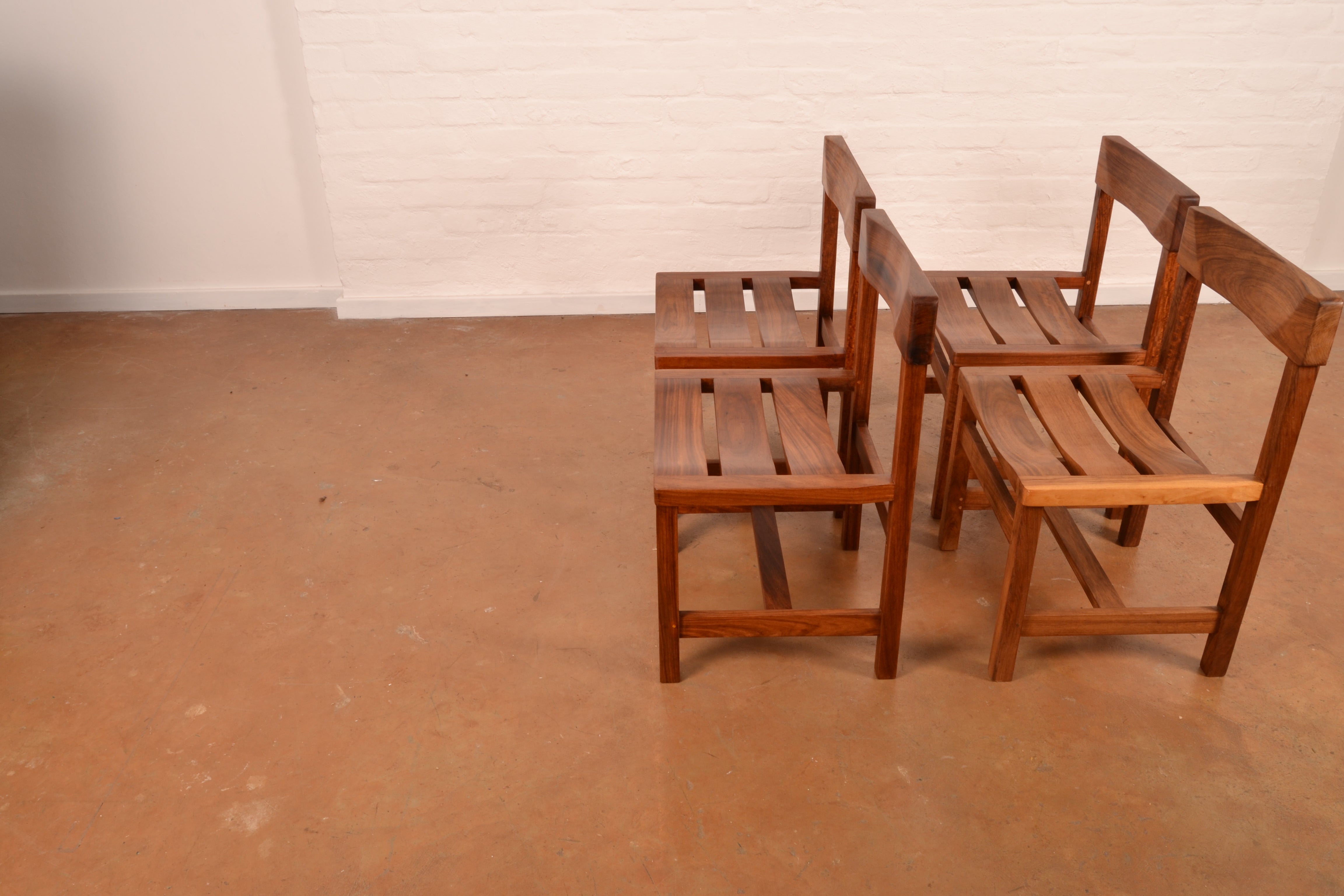 Set of 4 x Mid Century Modern Dining Chairs in Solid Kiaat