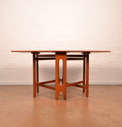 Scandinavian Mid-Century Modern Drop Leaf dining table in Burmese Teak