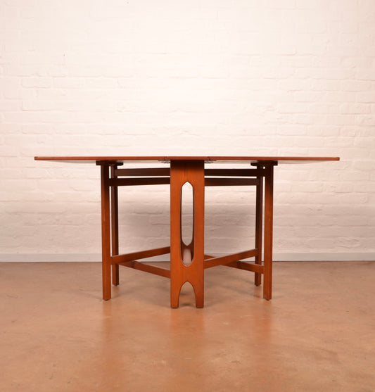 Scandinavian Mid-Century Modern Drop Leaf dining table in Burmese Teak