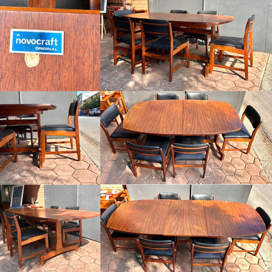 6-8 Seater Mid Century Modern Extendable Dining Set by Novocraft