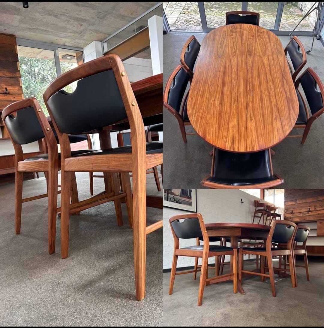 6-Seater Mid Century Modern Oval Dining Set
