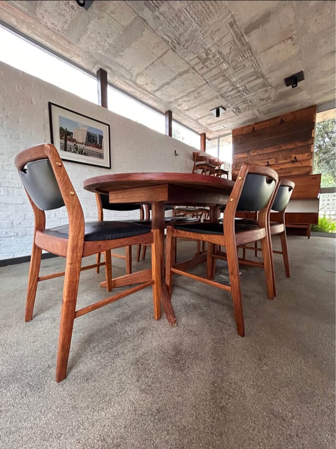 6-Seater Mid Century Modern Oval Dining Set