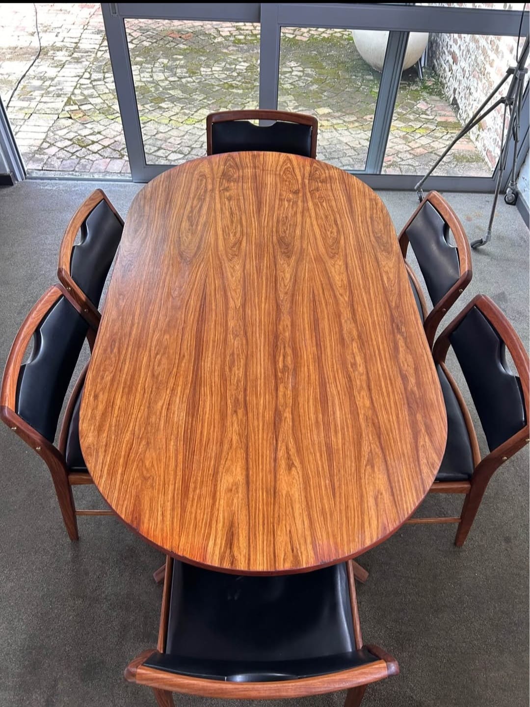 6-Seater Mid Century Modern Oval Dining Set